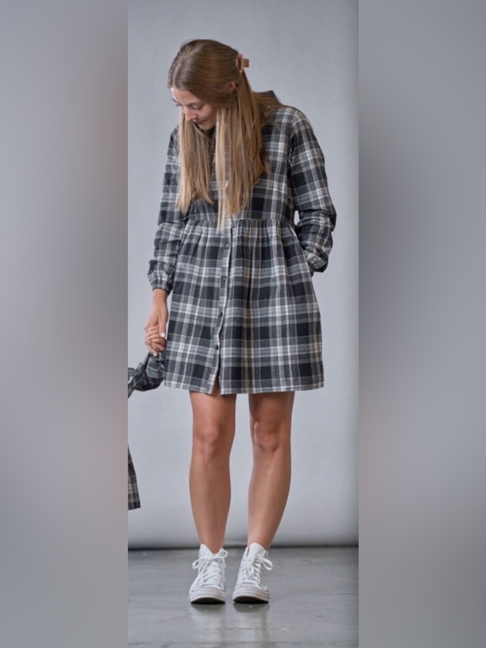 Little Bipsy Black and White Flannel Plaid Dress